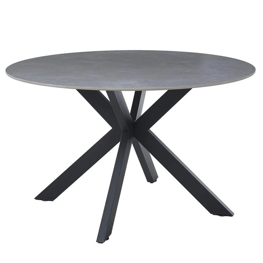 Novara 4 Seater Grey Ceramic Round Dining Table with Black Star Base - 130cm-5