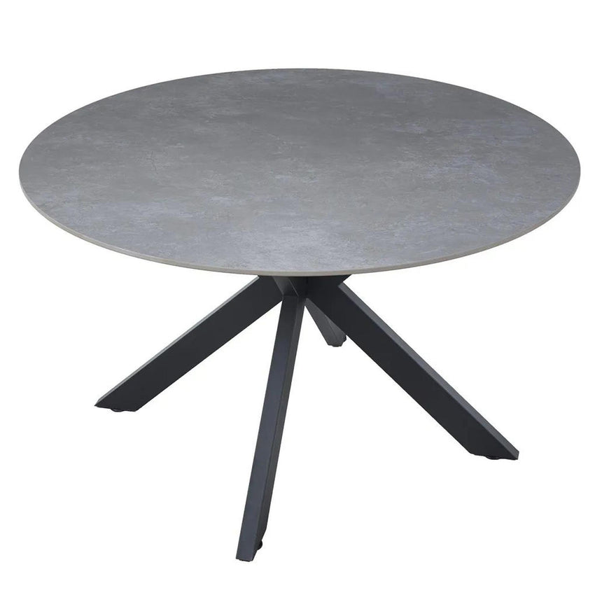 Novara 4 Seater Grey Ceramic Round Dining Table with Black Star Base - 130cm-6