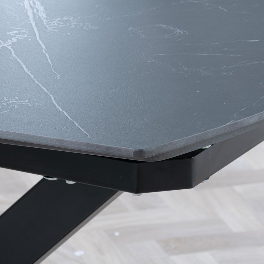 Arctic 4-8 Seater Black Ceramic Swivel Top Extending Dining Table with Cross Base - 140cm-200cm-9