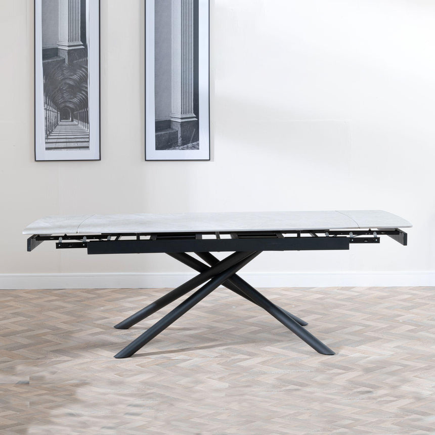 Apollo 6-8 Seater Grey Ceramic Extending Dining Table with Black Base - 160cm-220cm-3