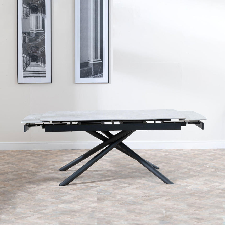 Apollo 6-8 Seater Grey Ceramic Extending Dining Table with Black Base - 160cm-220cm-4
