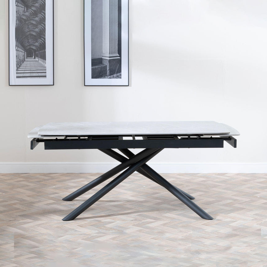 Apollo 6-8 Seater Grey Ceramic Extending Dining Table with Black Base - 160cm-220cm-5