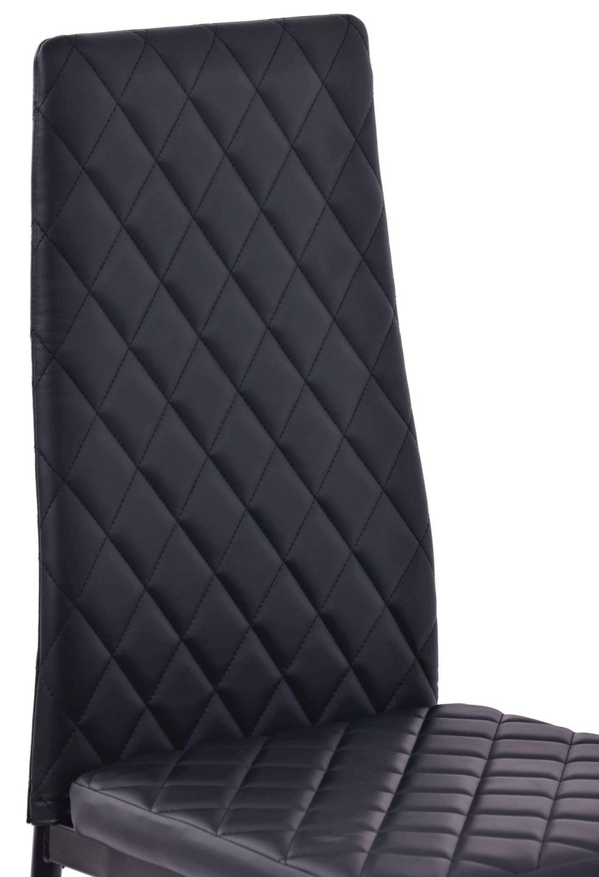 Clearance - Metro Dining Chairs in Black Colour Leather and Black Metal Legs-9