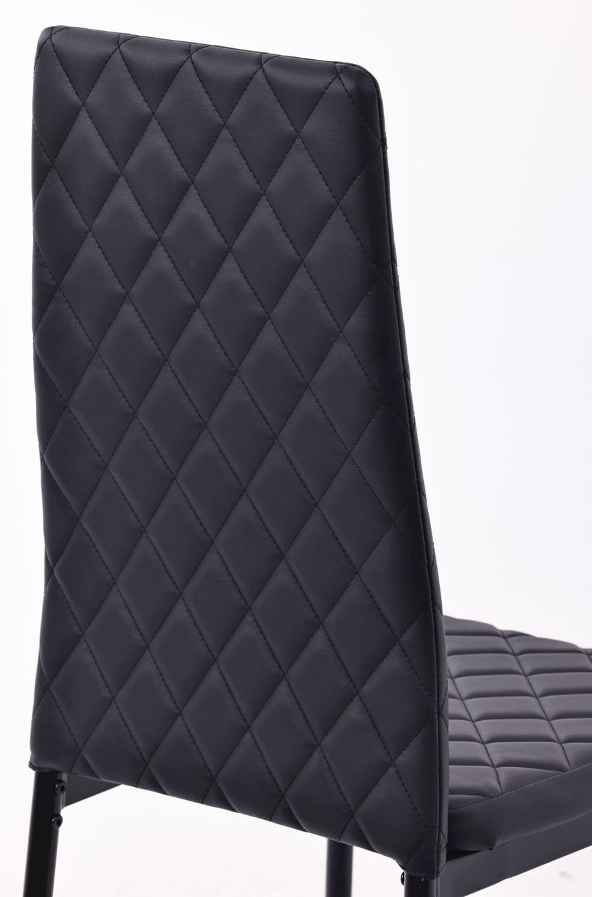 Clearance - Metro Dining Chairs in Black Colour Leather and Black Metal Legs-9