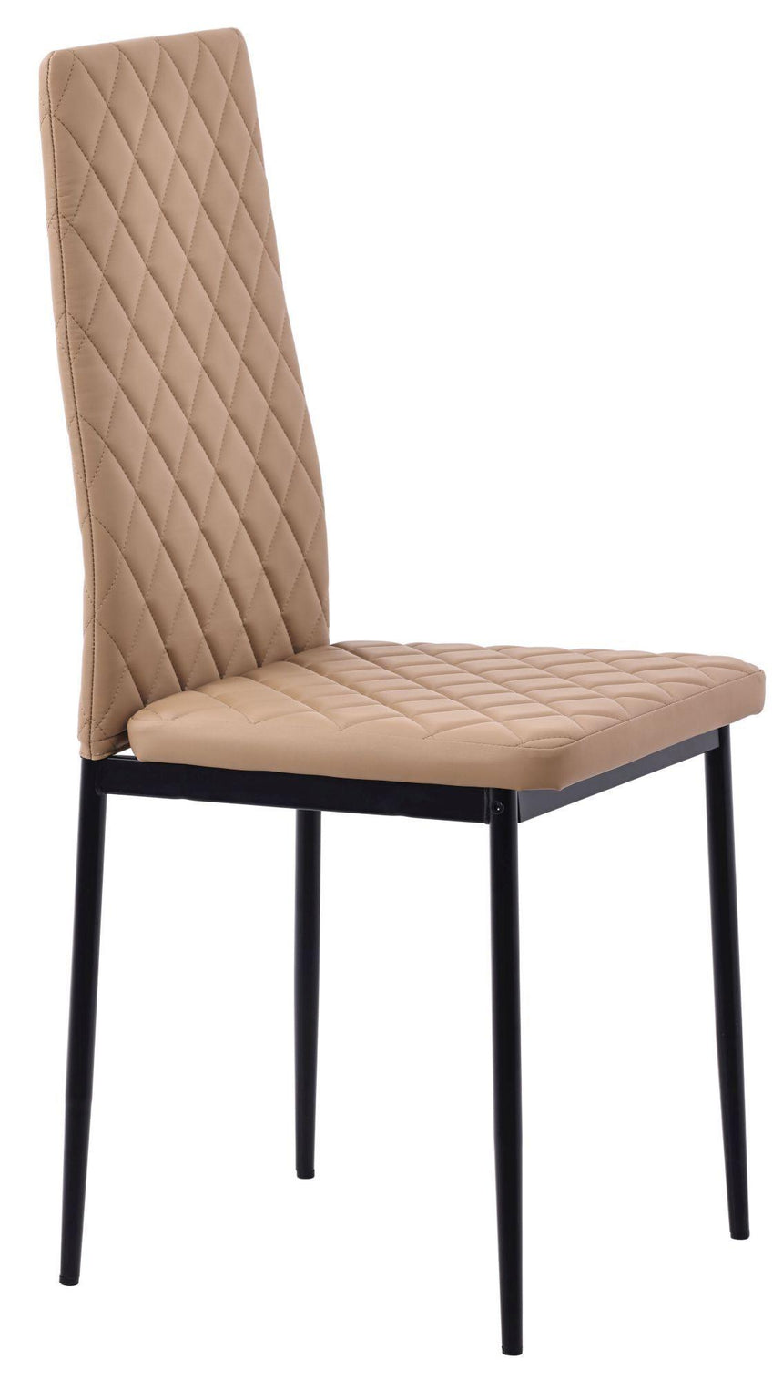 Clearance - Metro Dining Chairs in Cappuccino Colour Leather and Black Metal Legs-8