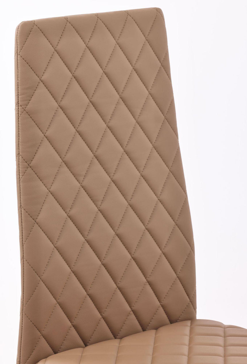 Clearance - Metro Dining Chairs in Cappuccino Colour Leather and Black Metal Legs-11