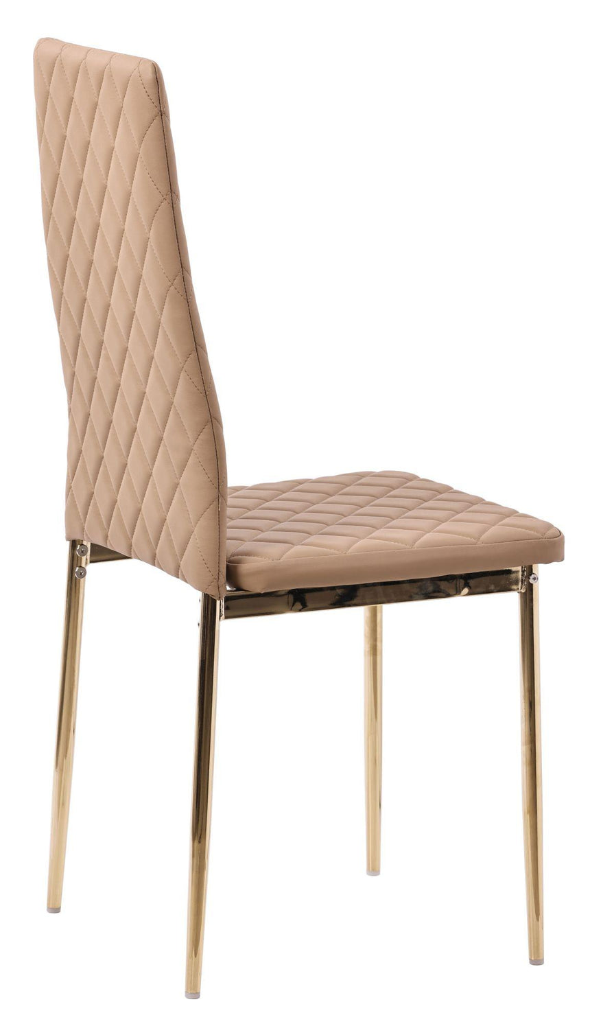 Clearance - Metro Dining Chairs in Cappuccino Colour Leather and Gold Metal Legs-5