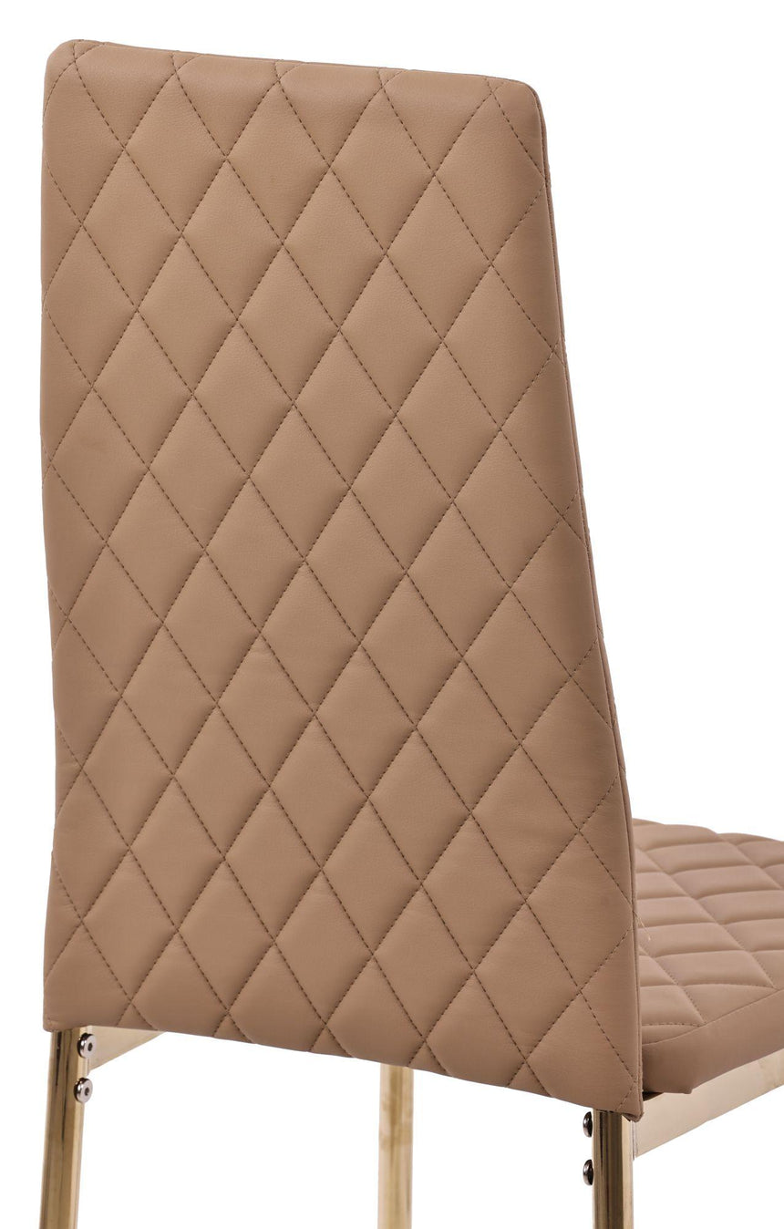 Clearance - Metro Dining Chairs in Cappuccino Colour Leather and Gold Metal Legs-8