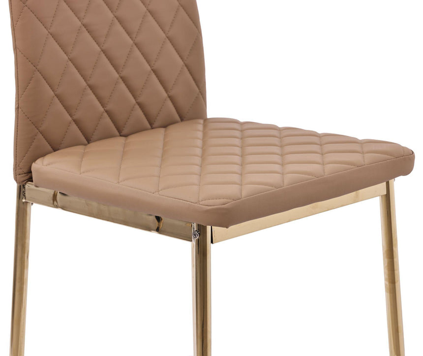 Clearance - Metro Dining Chairs in Cappuccino Colour Leather and Gold Metal Legs-9