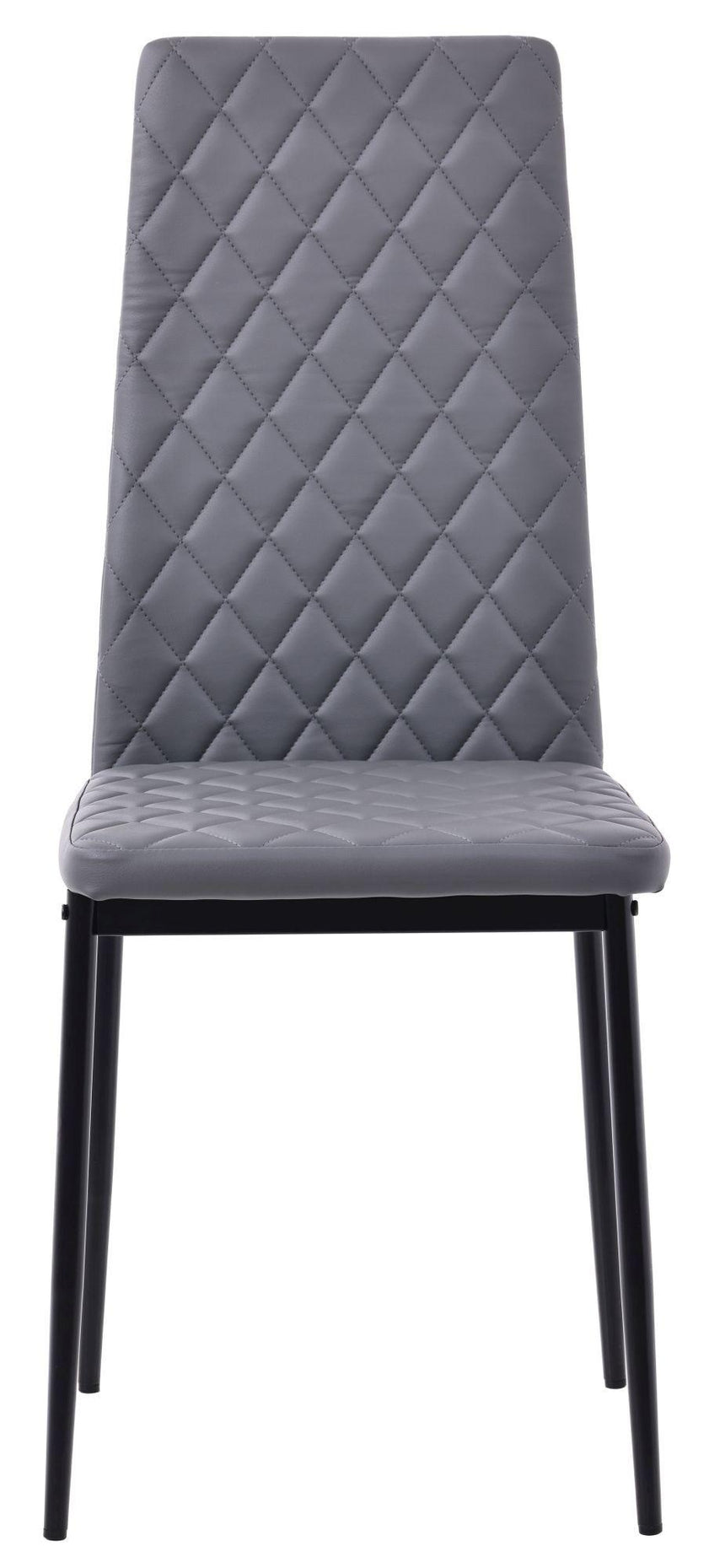 Clearance - Metro Dining Chairs in Grey Colour Leather and Black Metal Legs-3