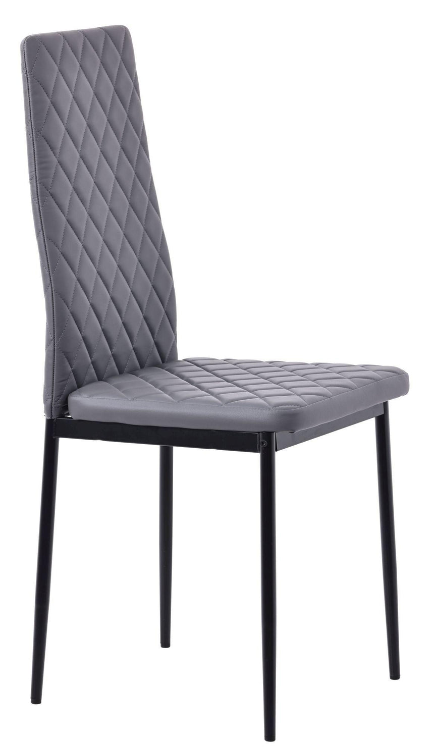 Clearance - Metro Dining Chairs in Grey Colour Leather and Black Metal Legs-4