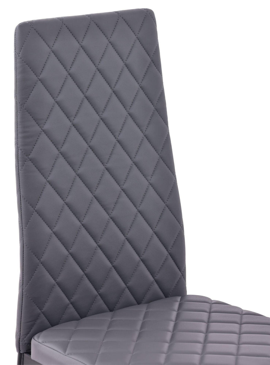 Clearance - Metro Dining Chairs in Grey Colour Leather and Black Metal Legs-5