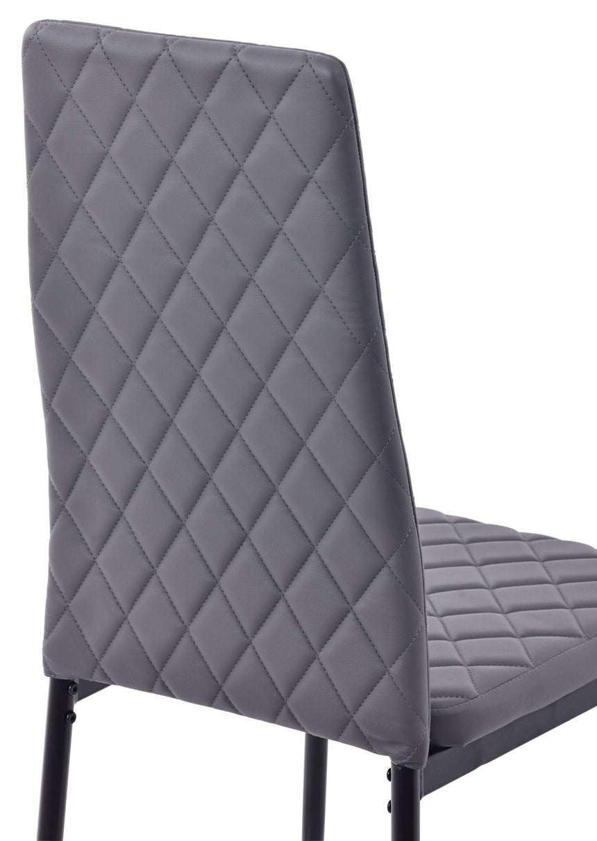 Clearance - Metro Dining Chairs in Grey Colour Leather and Black Metal Legs-6