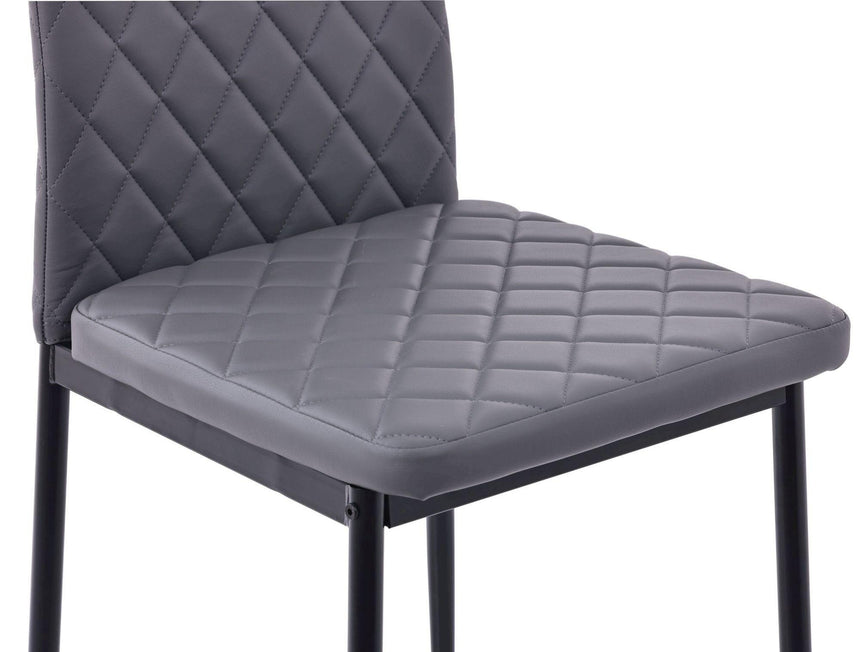 Clearance - Metro Dining Chairs in Grey Colour Leather and Black Metal Legs-7