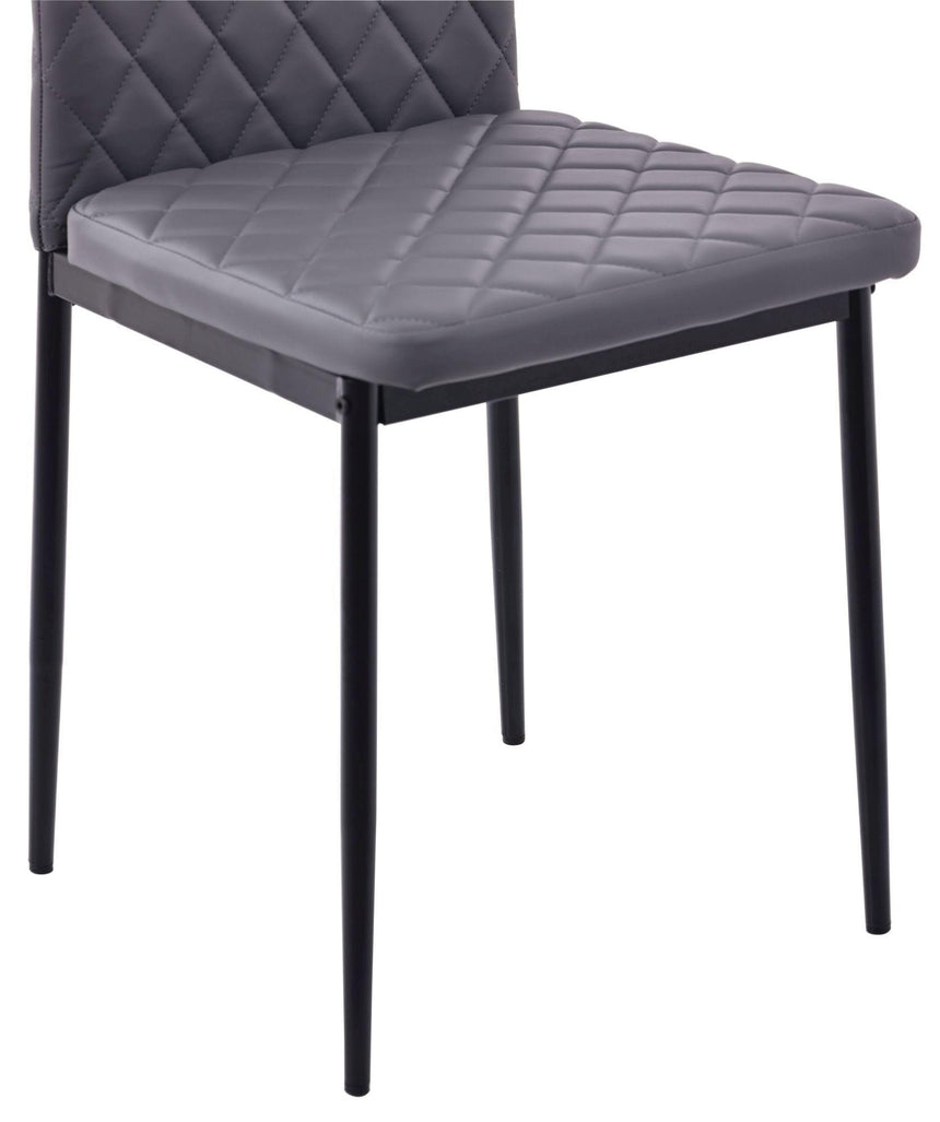 Clearance - Metro Dining Chairs in Grey Colour Leather and Black Metal Legs-9