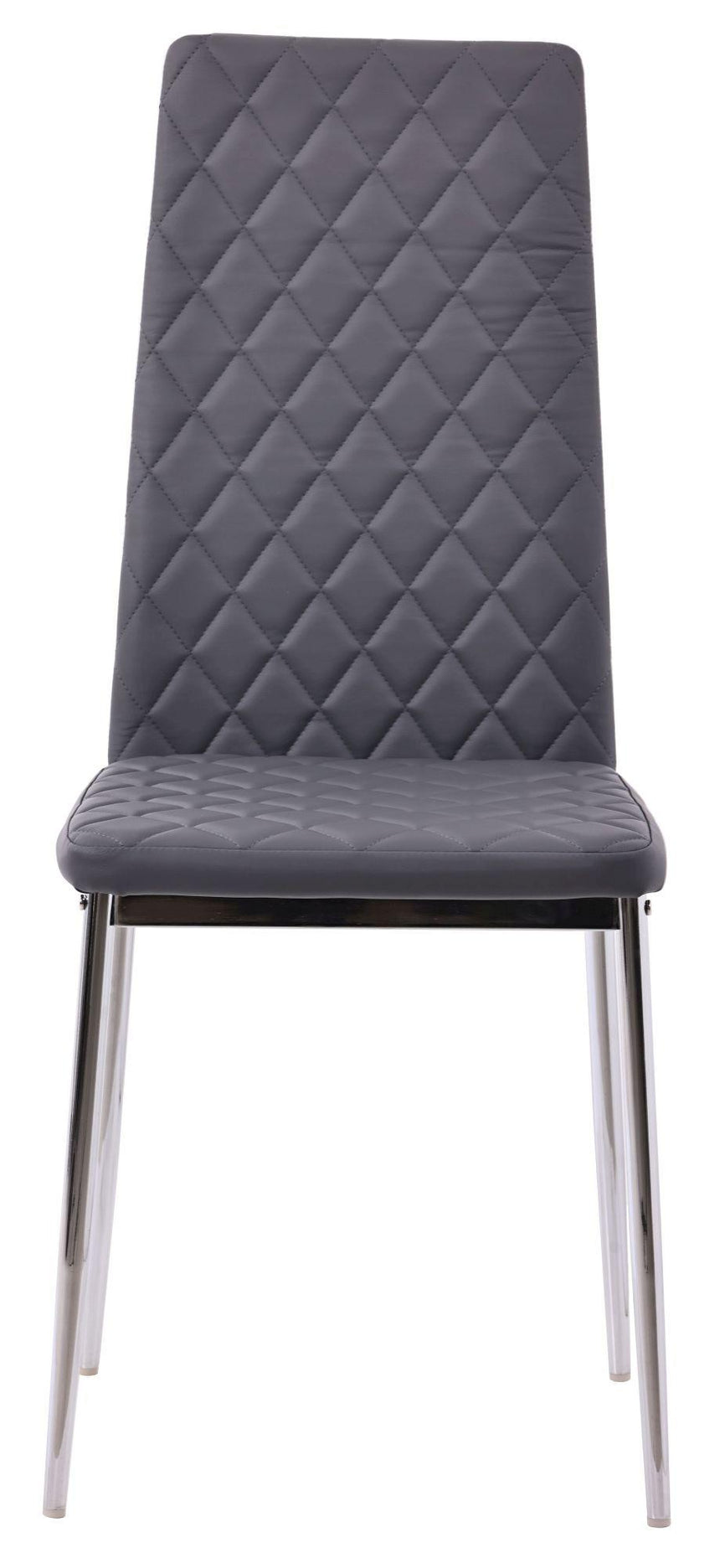 Clearance - Metro Dining Chairs in Grey Colour Leather and Chrome Metal Legs-3