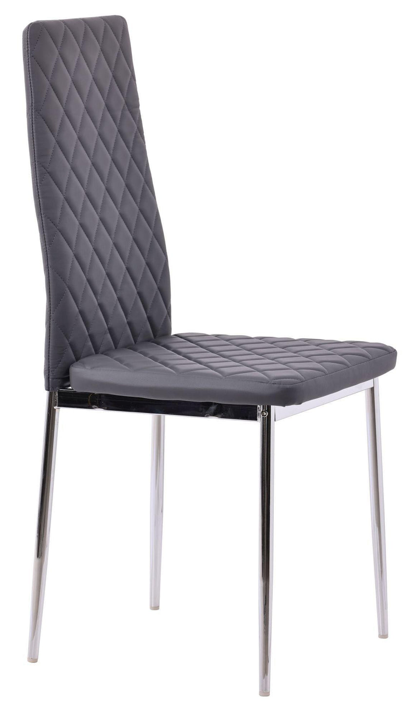 Clearance - Metro Dining Chairs in Grey Colour Leather and Chrome Metal Legs-4