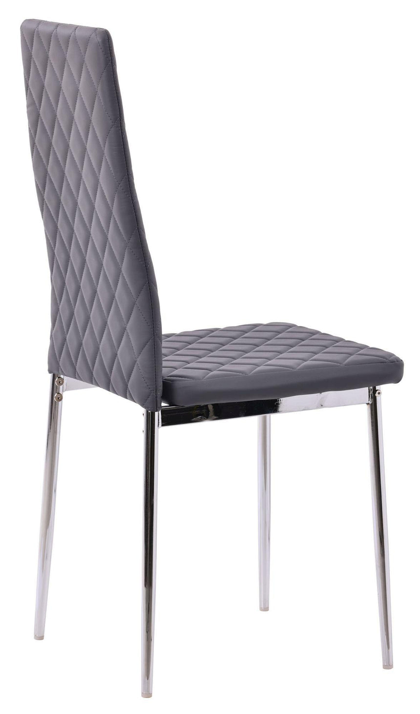 Clearance - Metro Dining Chairs in Grey Colour Leather and Chrome Metal Legs-6