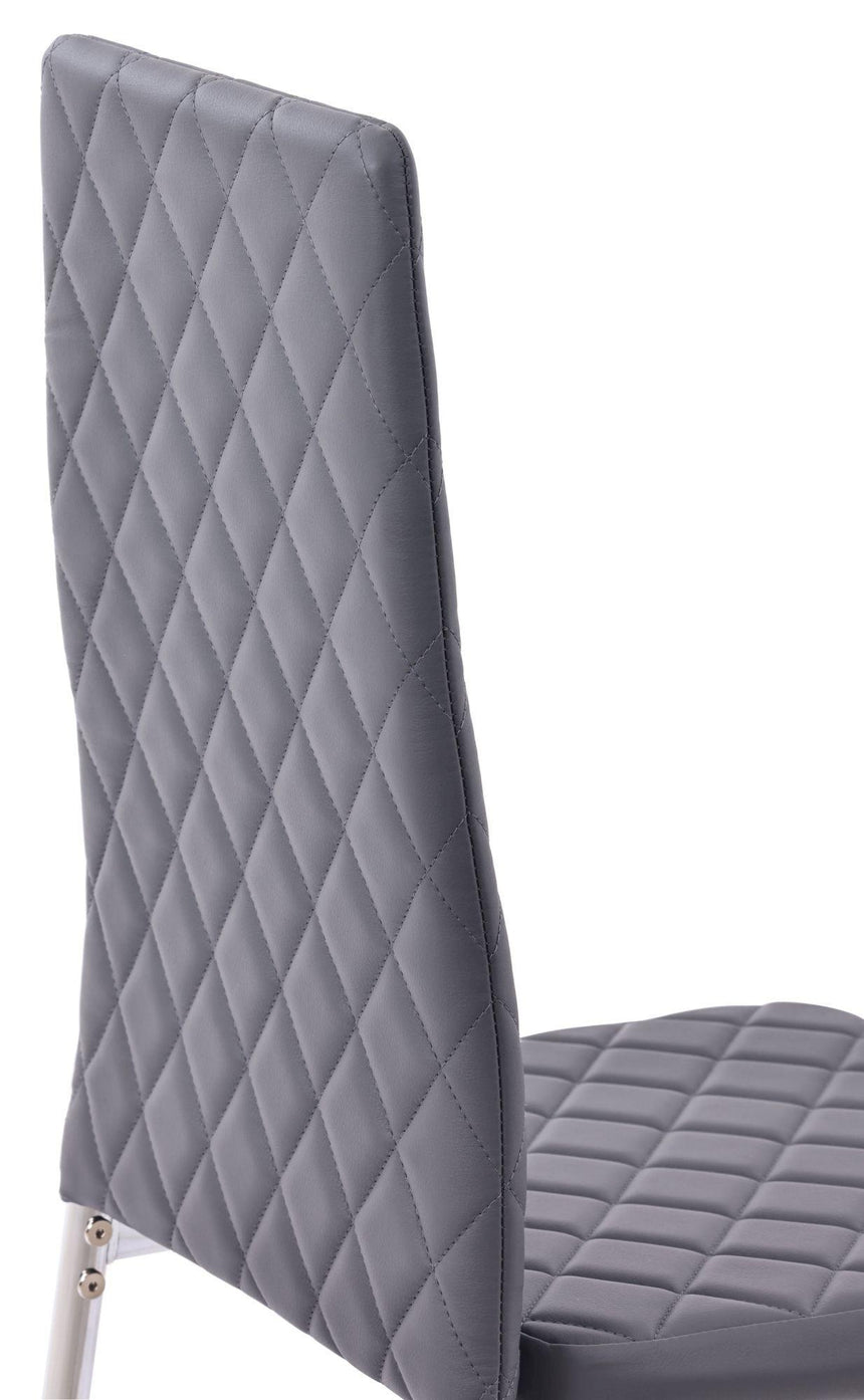 Clearance - Metro Dining Chairs in Grey Colour Leather and Chrome Metal Legs-9