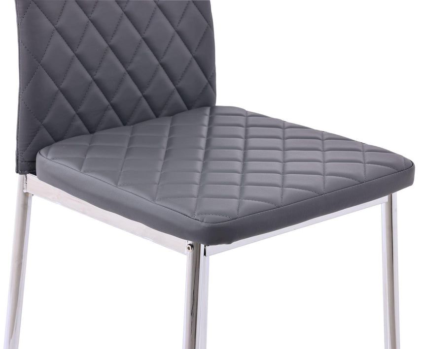 Clearance - Metro Dining Chairs in Grey Colour Leather and Chrome Metal Legs-10