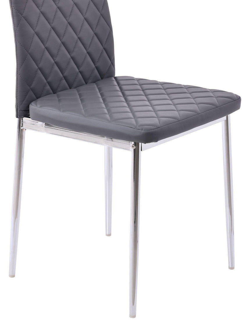 Clearance - Metro Dining Chairs in Grey Colour Leather and Chrome Metal Legs-11