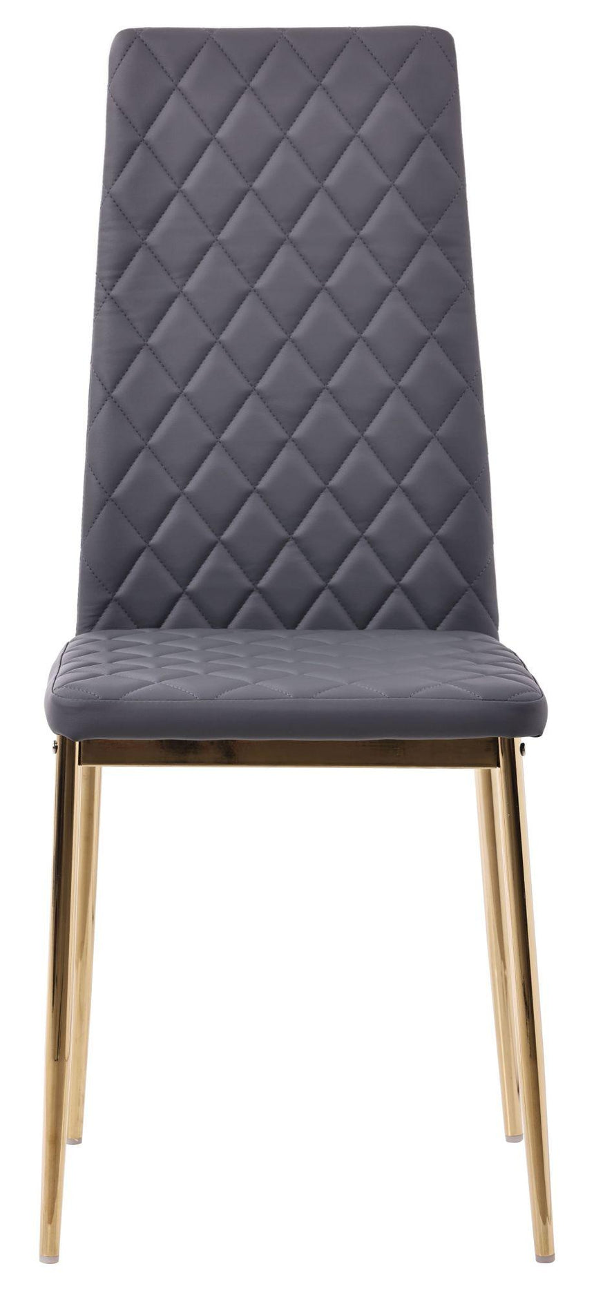 Clearance - Metro Dining Chairs in Grey Colour Leather and Gold Metal Legs-3