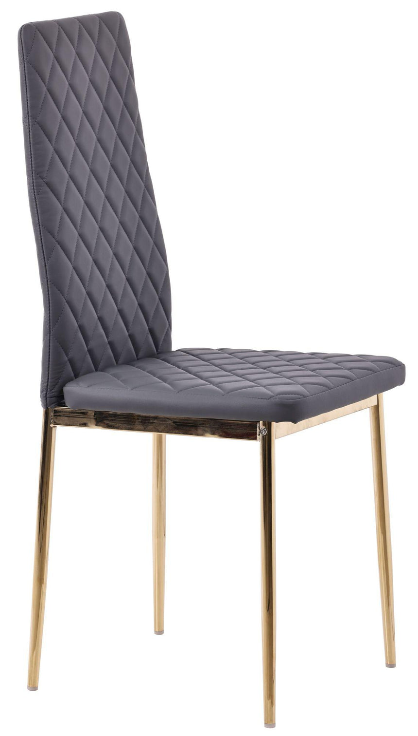 Clearance - Metro Dining Chairs in Grey Colour Leather and Gold Metal Legs-4