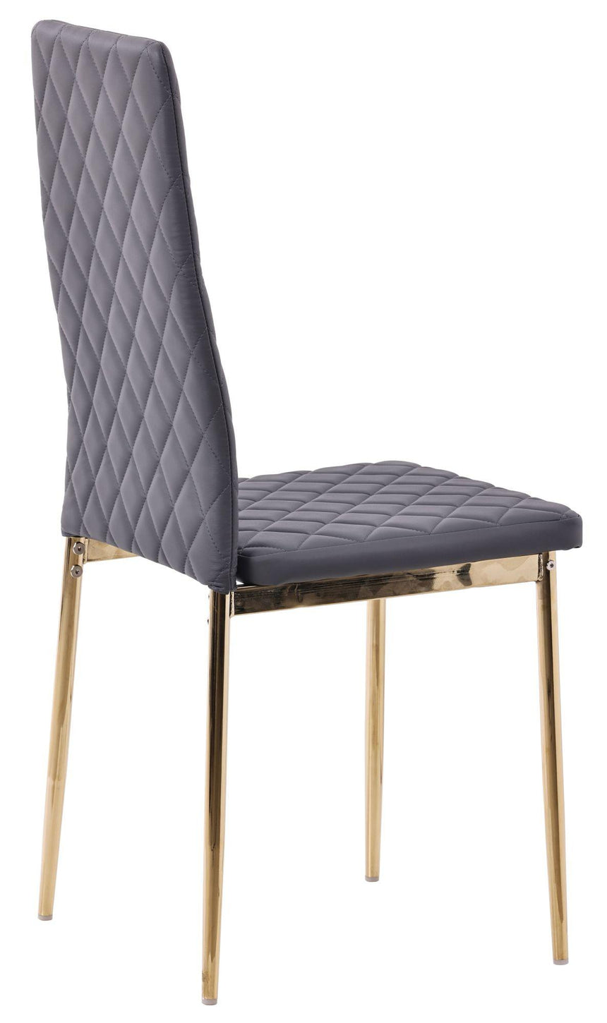 Clearance - Metro Dining Chairs in Grey Colour Leather and Gold Metal Legs-6