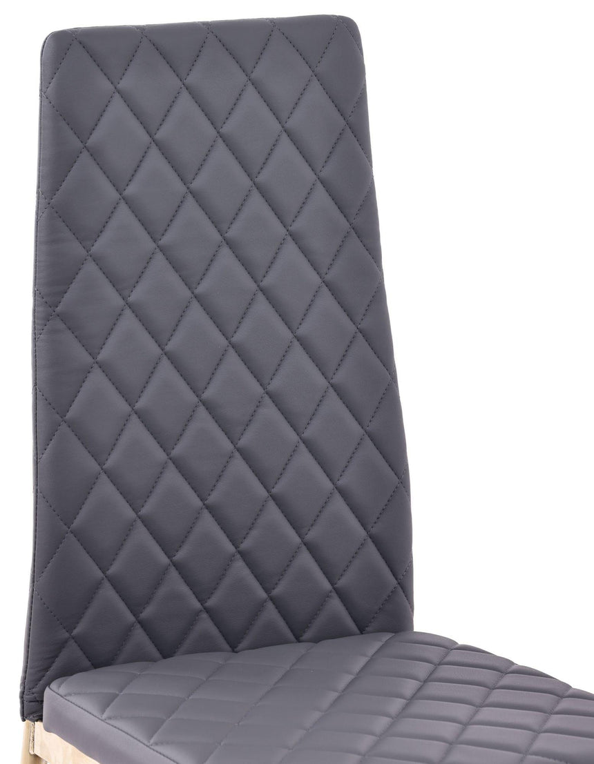 Clearance - Metro Dining Chairs in Grey Colour Leather and Gold Metal Legs-7