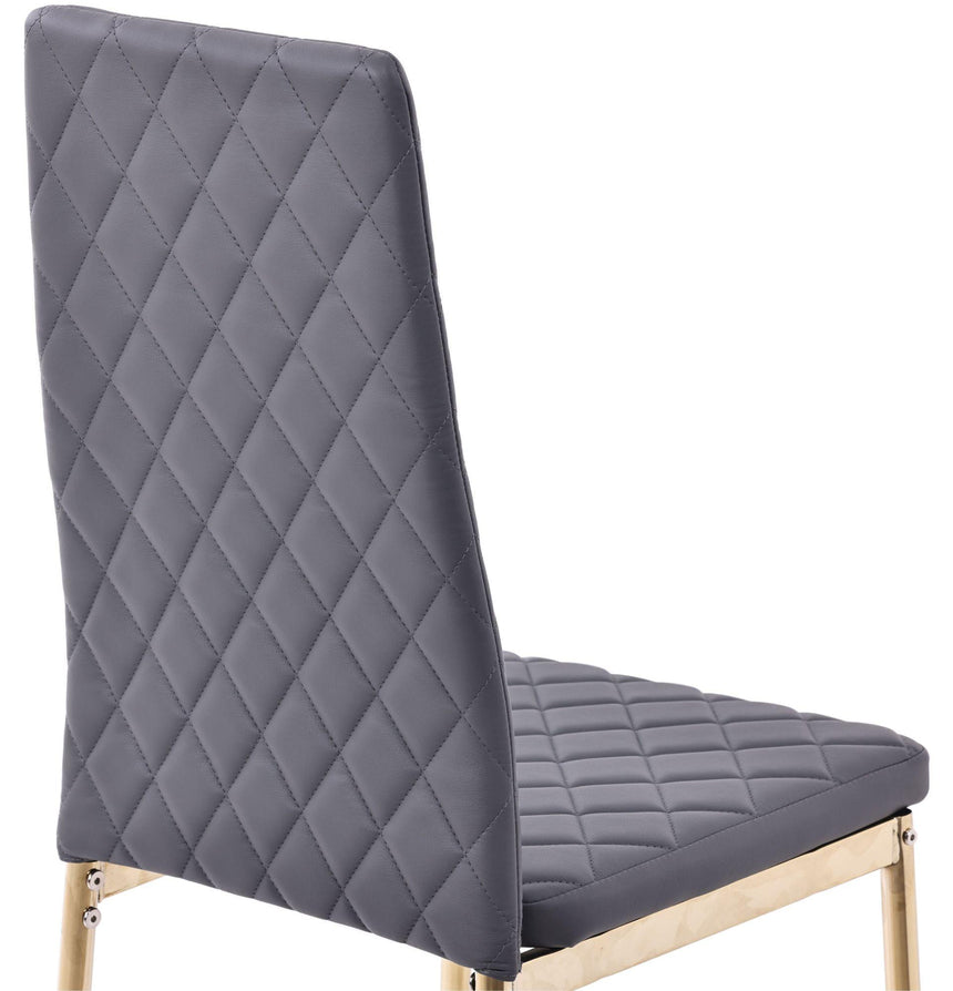 Clearance - Metro Dining Chairs in Grey Colour Leather and Gold Metal Legs-8