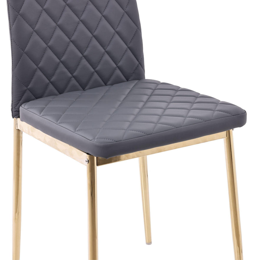 Clearance - Metro Dining Chairs in Grey Colour Leather and Gold Metal Legs-9
