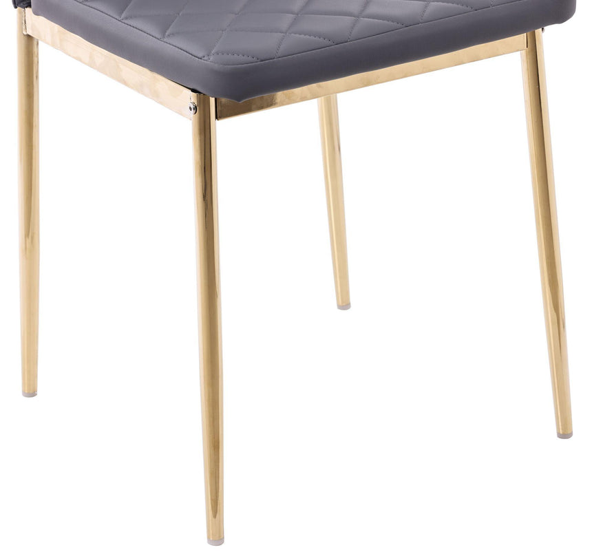Clearance - Metro Dining Chairs in Grey Colour Leather and Gold Metal Legs-10