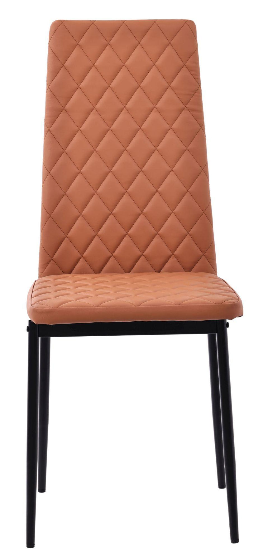 Clearance - Metro Dining Chairs in Burnt Orange Colour Leather and Black Metal Legs-7