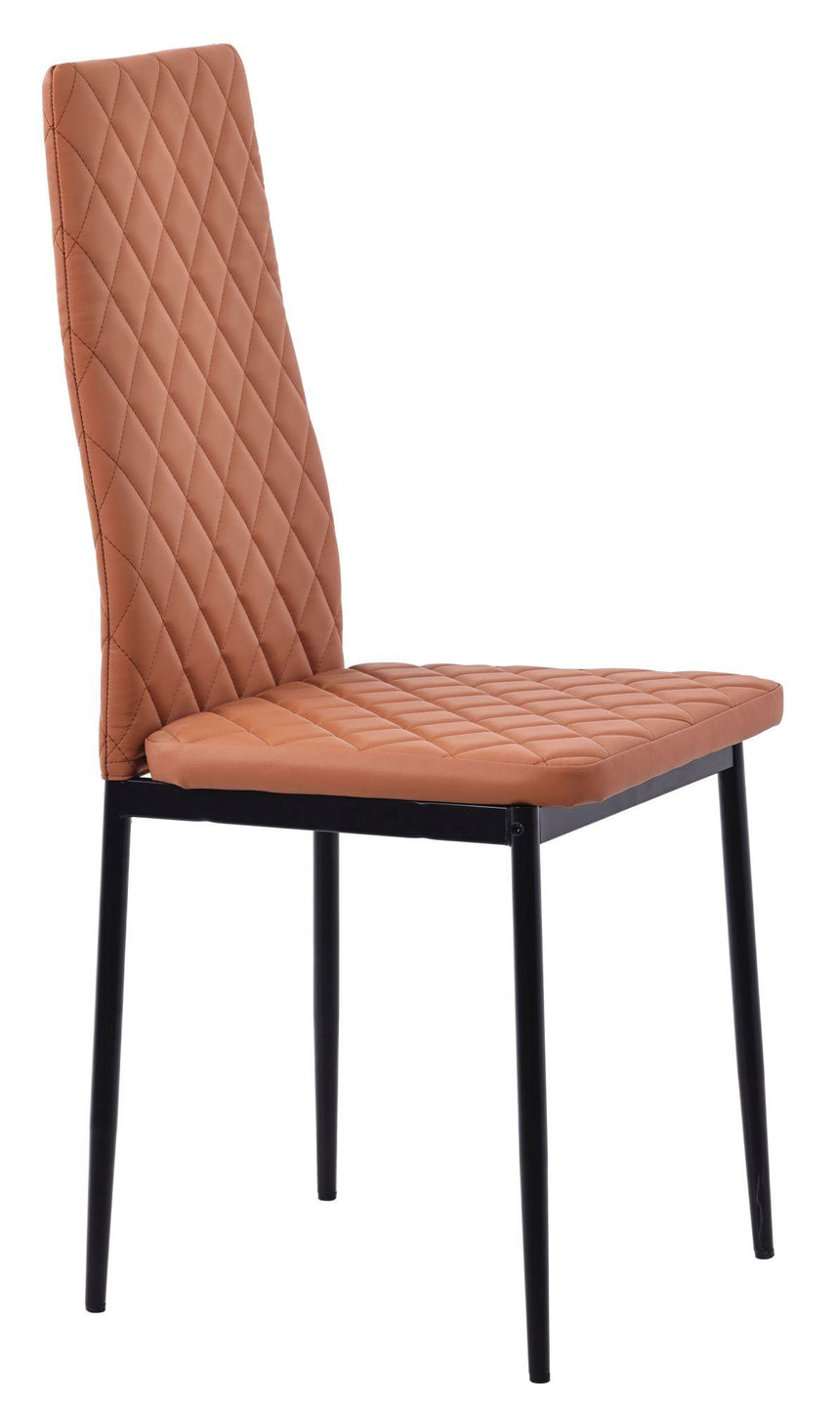 Clearance - Metro Dining Chairs in Burnt Orange Colour Leather and Black Metal Legs-8