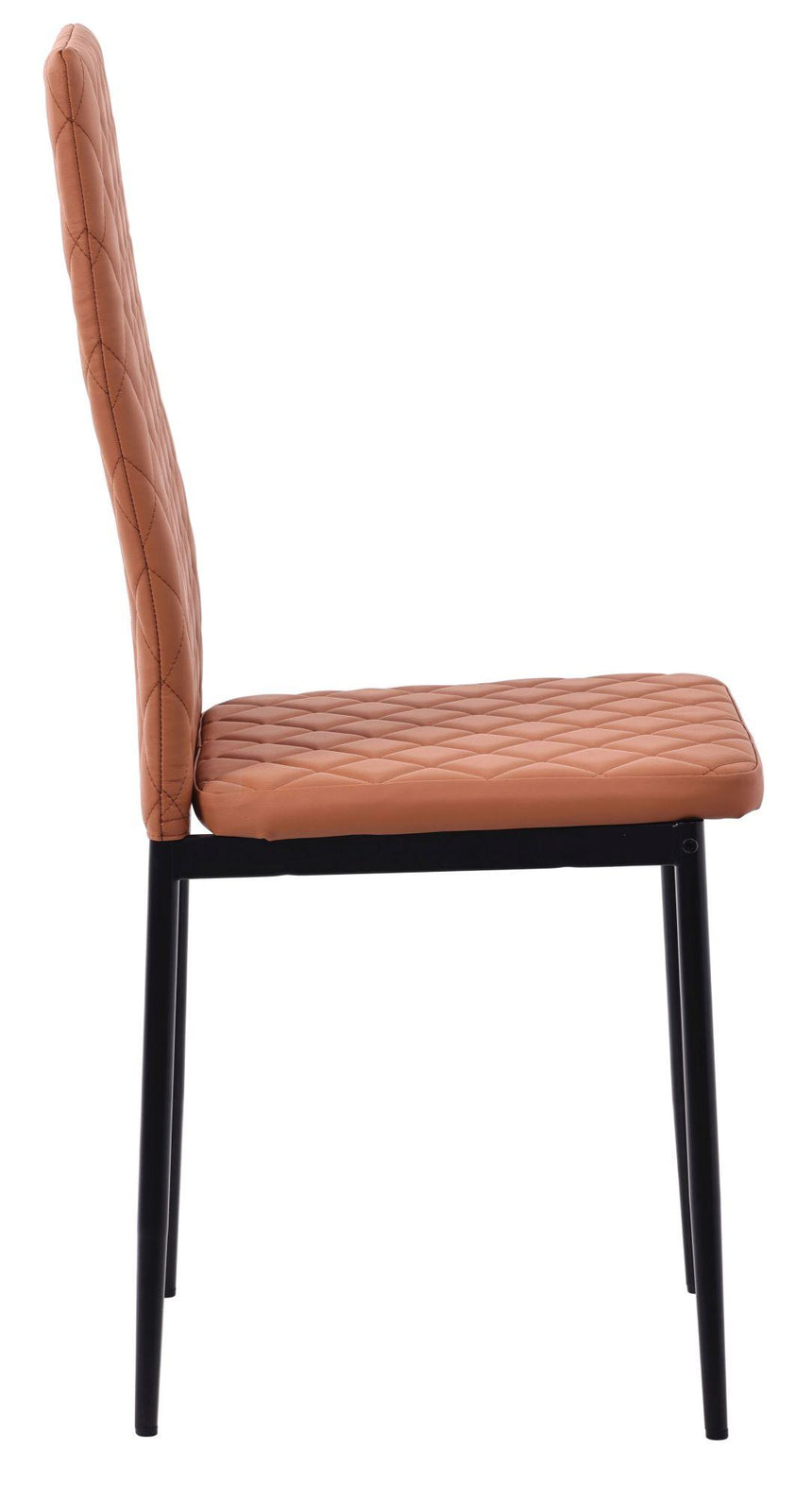 Clearance - Metro Dining Chairs in Burnt Orange Colour Leather and Black Metal Legs-4
