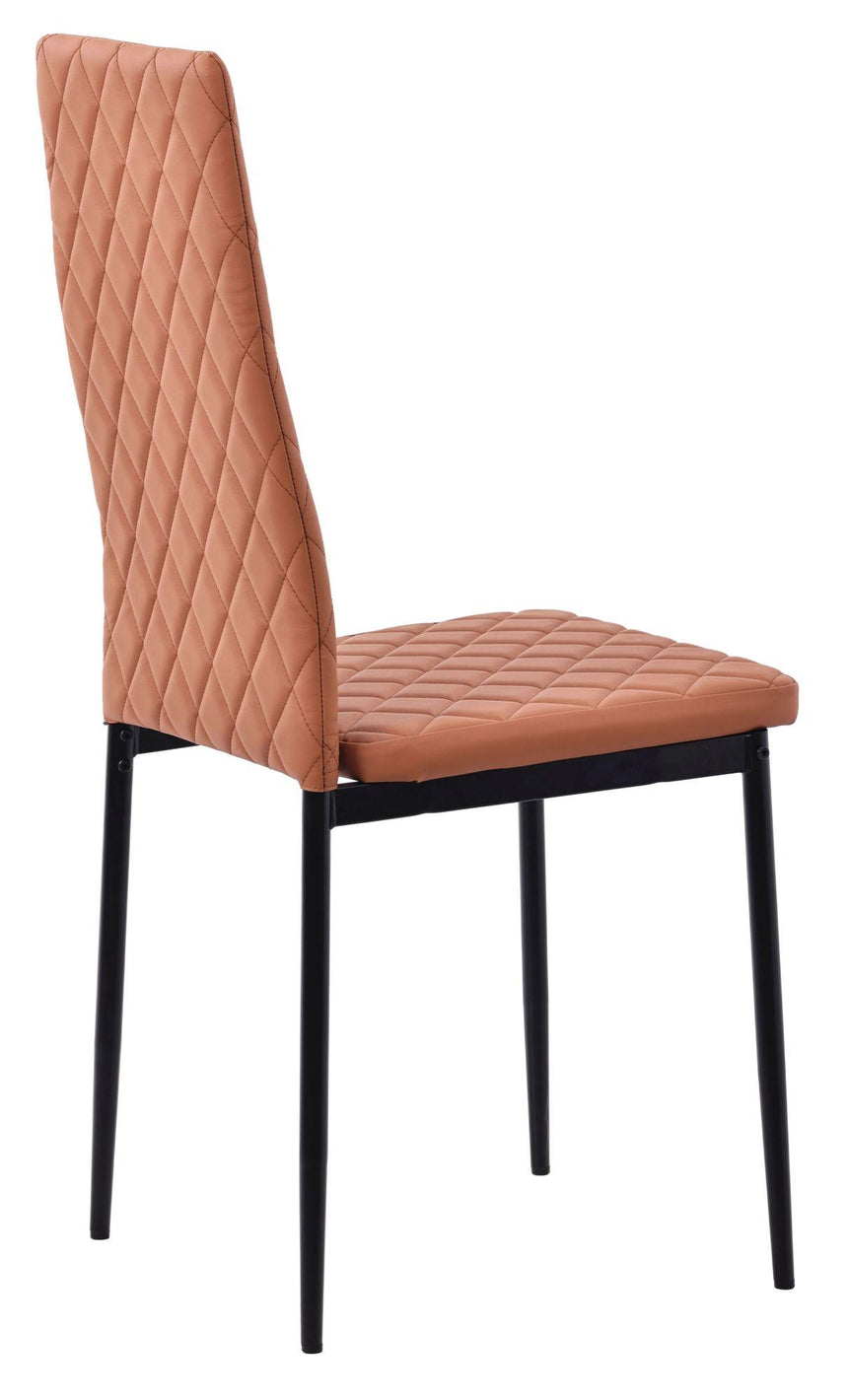 Clearance - Metro Dining Chairs in Burnt Orange Colour Leather and Black Metal Legs-5
