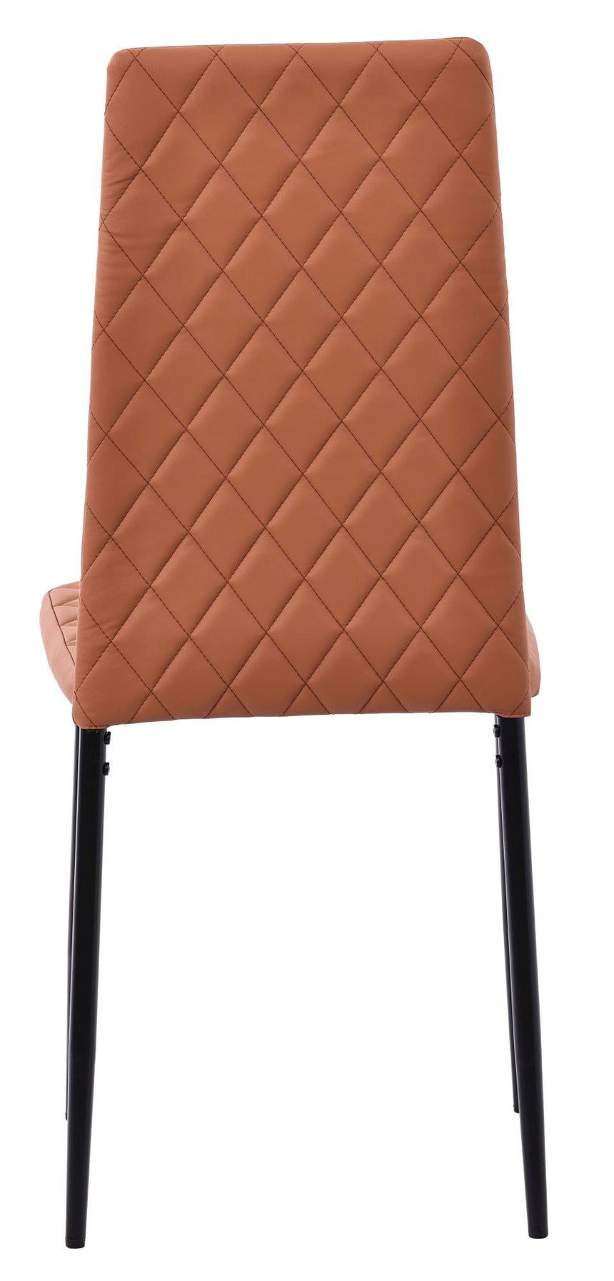 Clearance - Metro Dining Chairs in Burnt Orange Colour Leather and Black Metal Legs-6