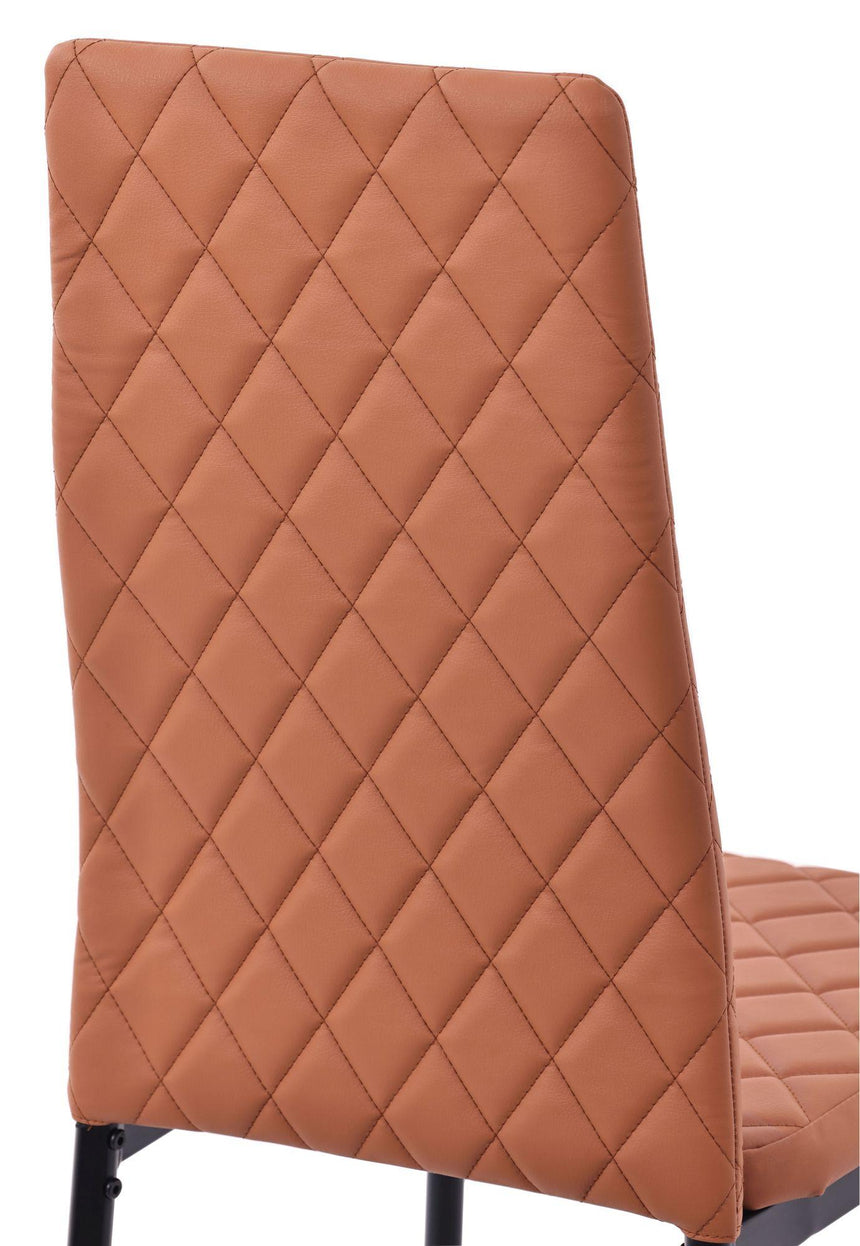 Clearance - Metro Dining Chairs in Burnt Orange Colour Leather and Black Metal Legs-13