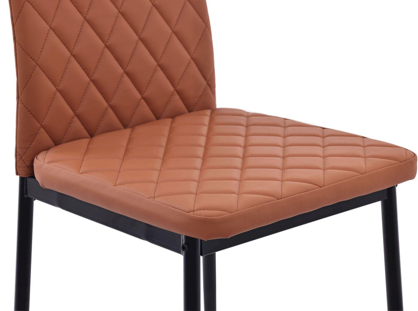 Clearance - Metro Dining Chairs in Burnt Orange Colour Leather and Black Metal Legs-14