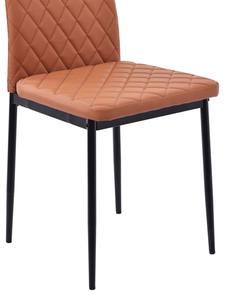 Clearance - Metro Dining Chairs in Burnt Orange Colour Leather and Black Metal Legs-15
