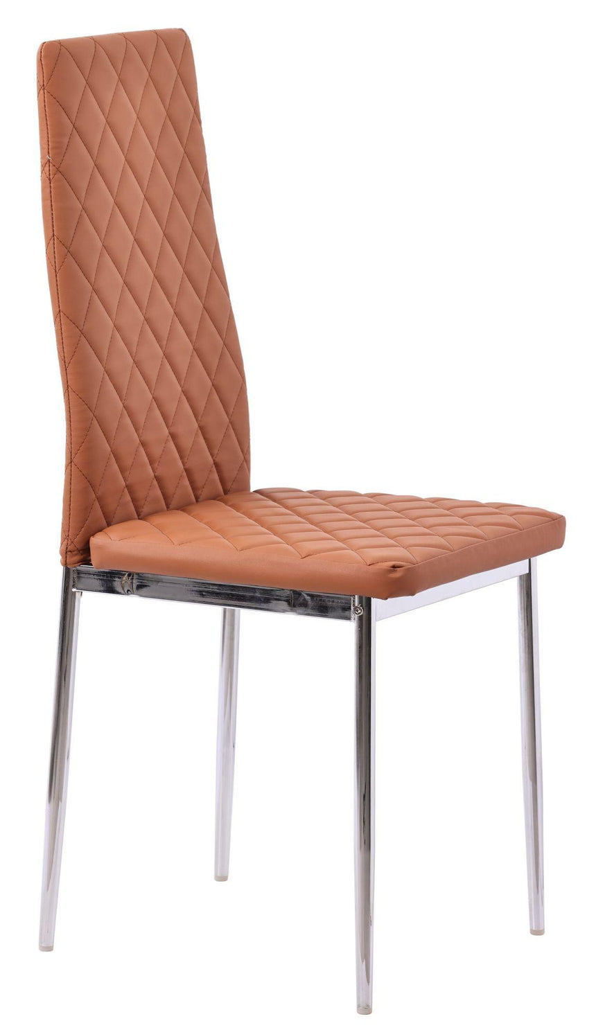 Clearance - Metro Dining Chairs in Burnt Orange Colour Leather and Chrome Metal Legs-3