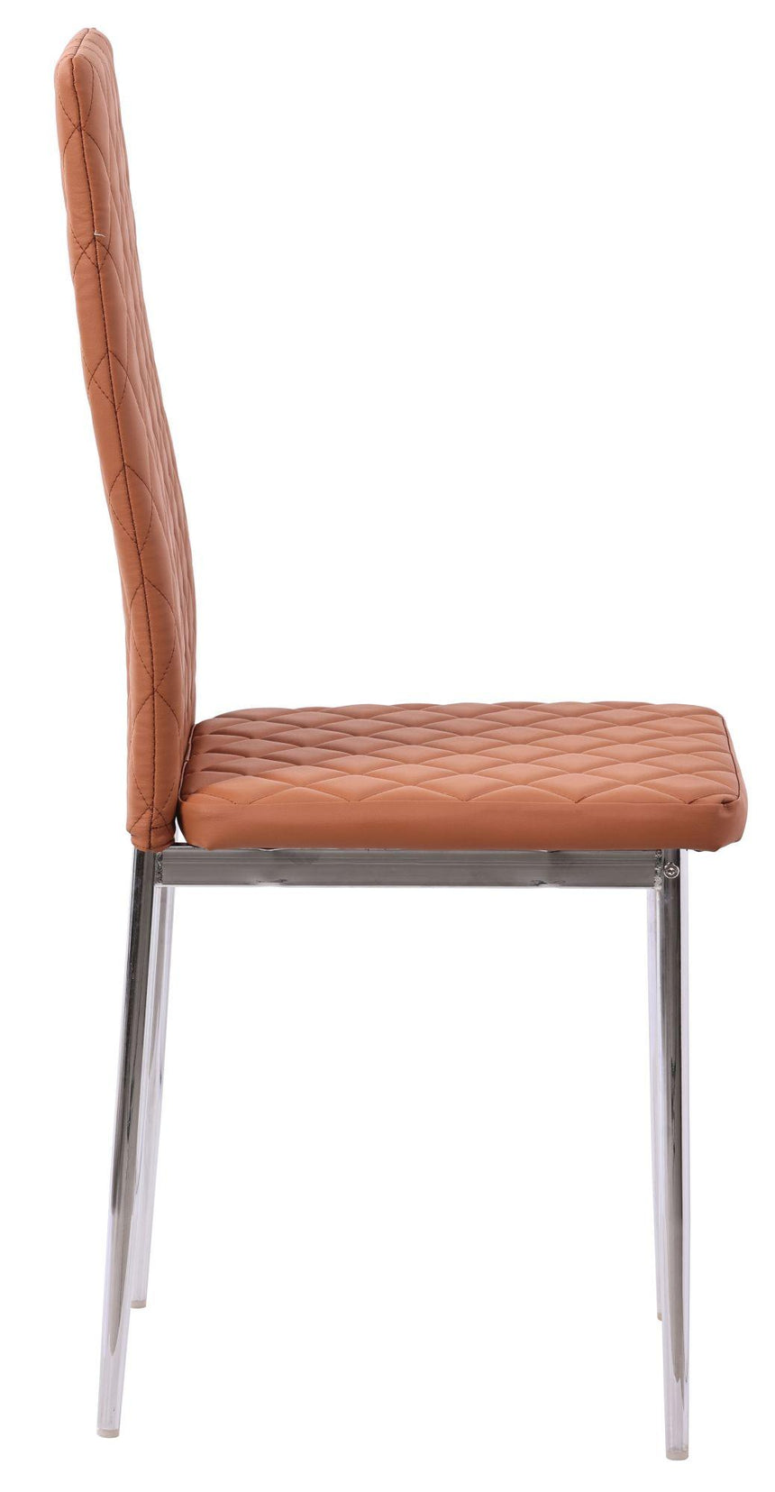 Clearance - Metro Dining Chairs in Burnt Orange Colour Leather and Chrome Metal Legs-4