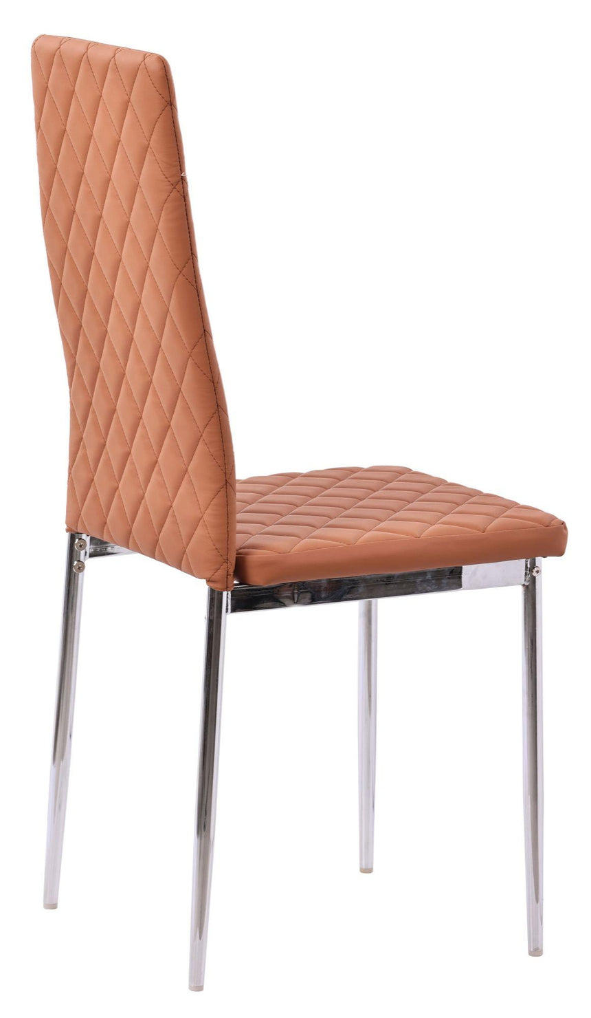 Clearance - Metro Dining Chairs in Burnt Orange Colour Leather and Chrome Metal Legs-5