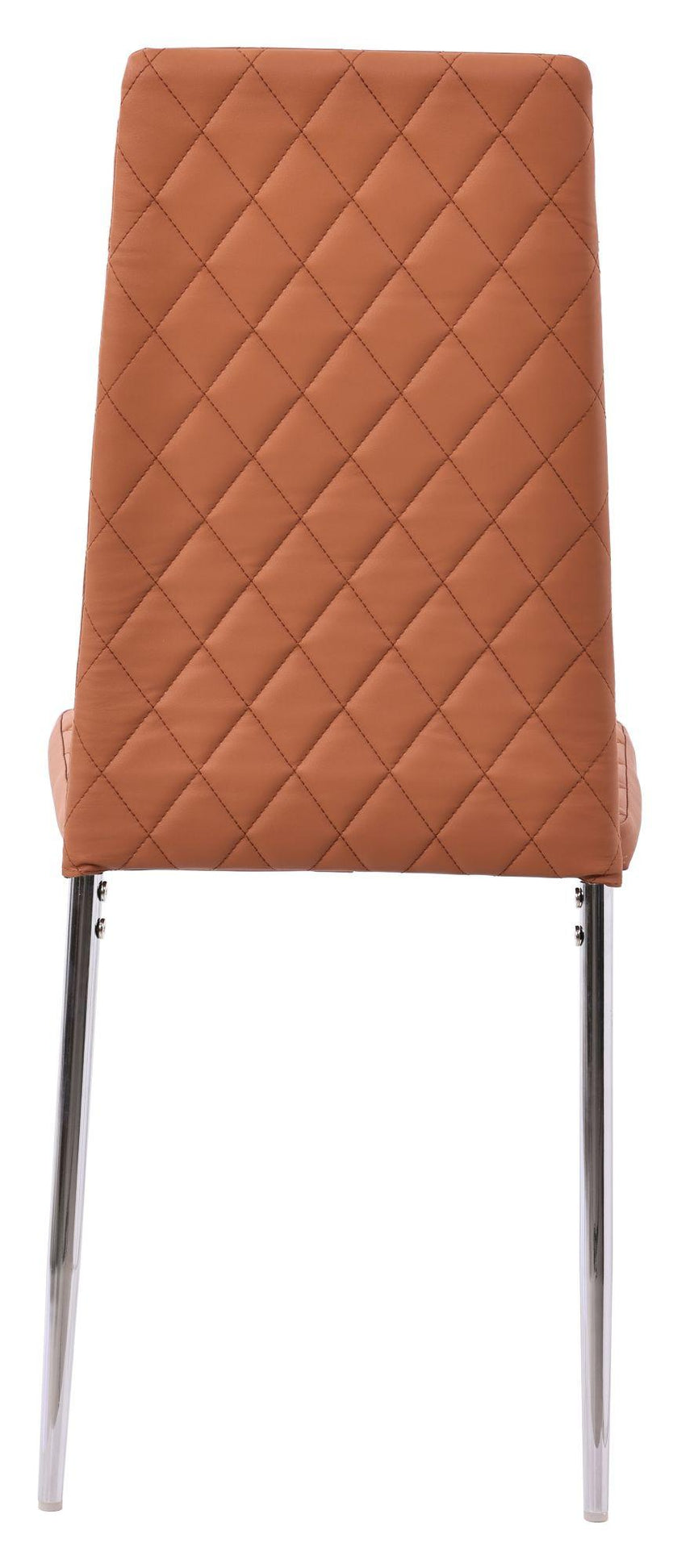 Clearance - Metro Dining Chairs in Burnt Orange Colour Leather and Chrome Metal Legs-11