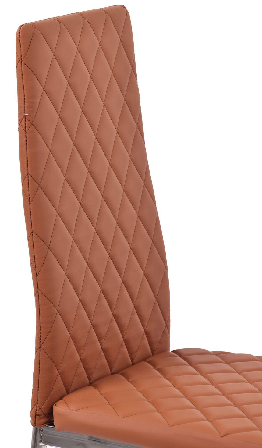 Clearance - Metro Dining Chairs in Burnt Orange Colour Leather and Chrome Metal Legs-7