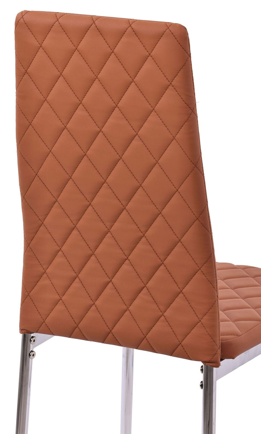 Clearance - Metro Dining Chairs in Burnt Orange Colour Leather and Chrome Metal Legs-8