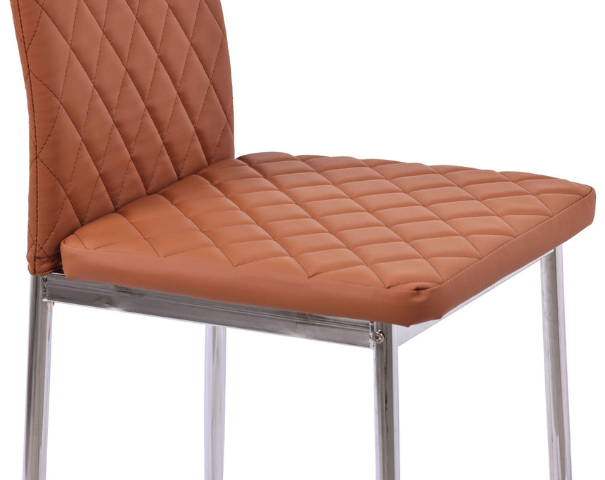 Clearance - Metro Dining Chairs in Burnt Orange Colour Leather and Chrome Metal Legs-14