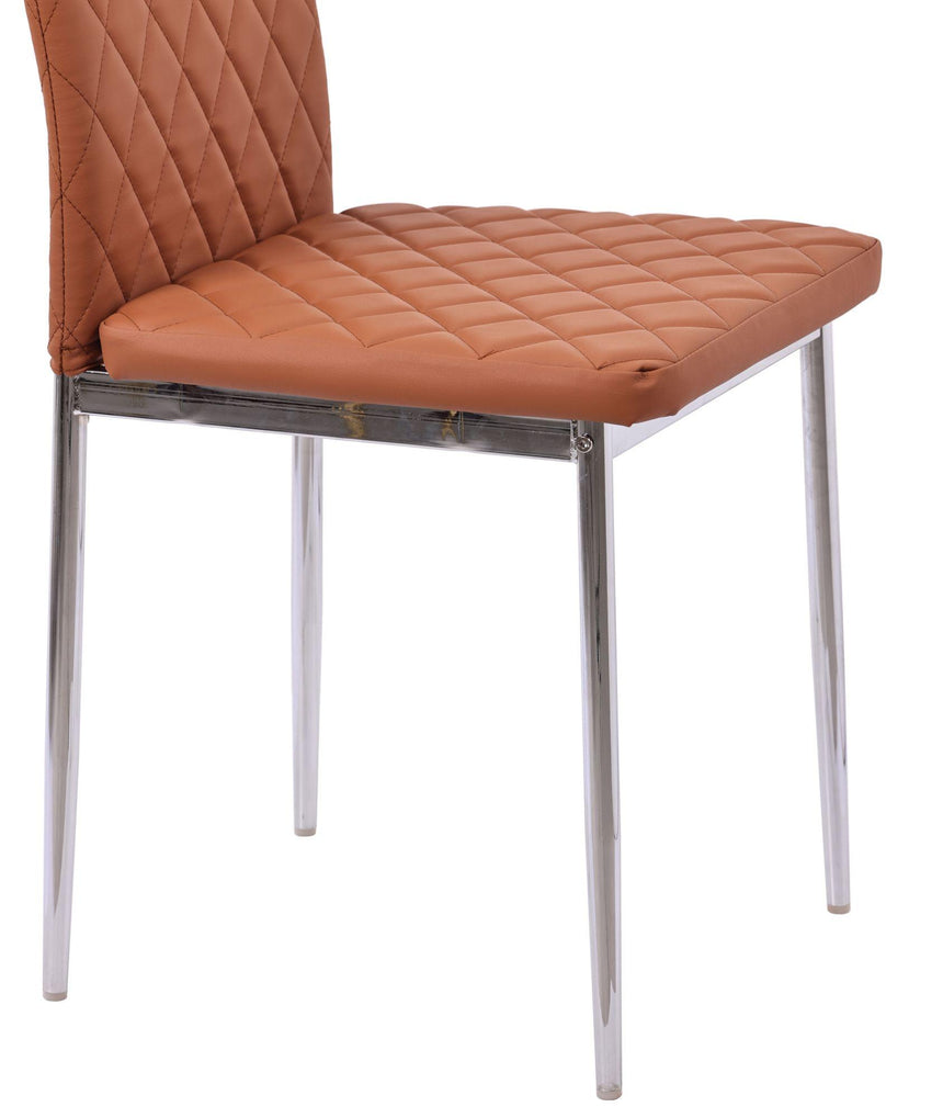 Clearance - Metro Dining Chairs in Burnt Orange Colour Leather and Chrome Metal Legs-10