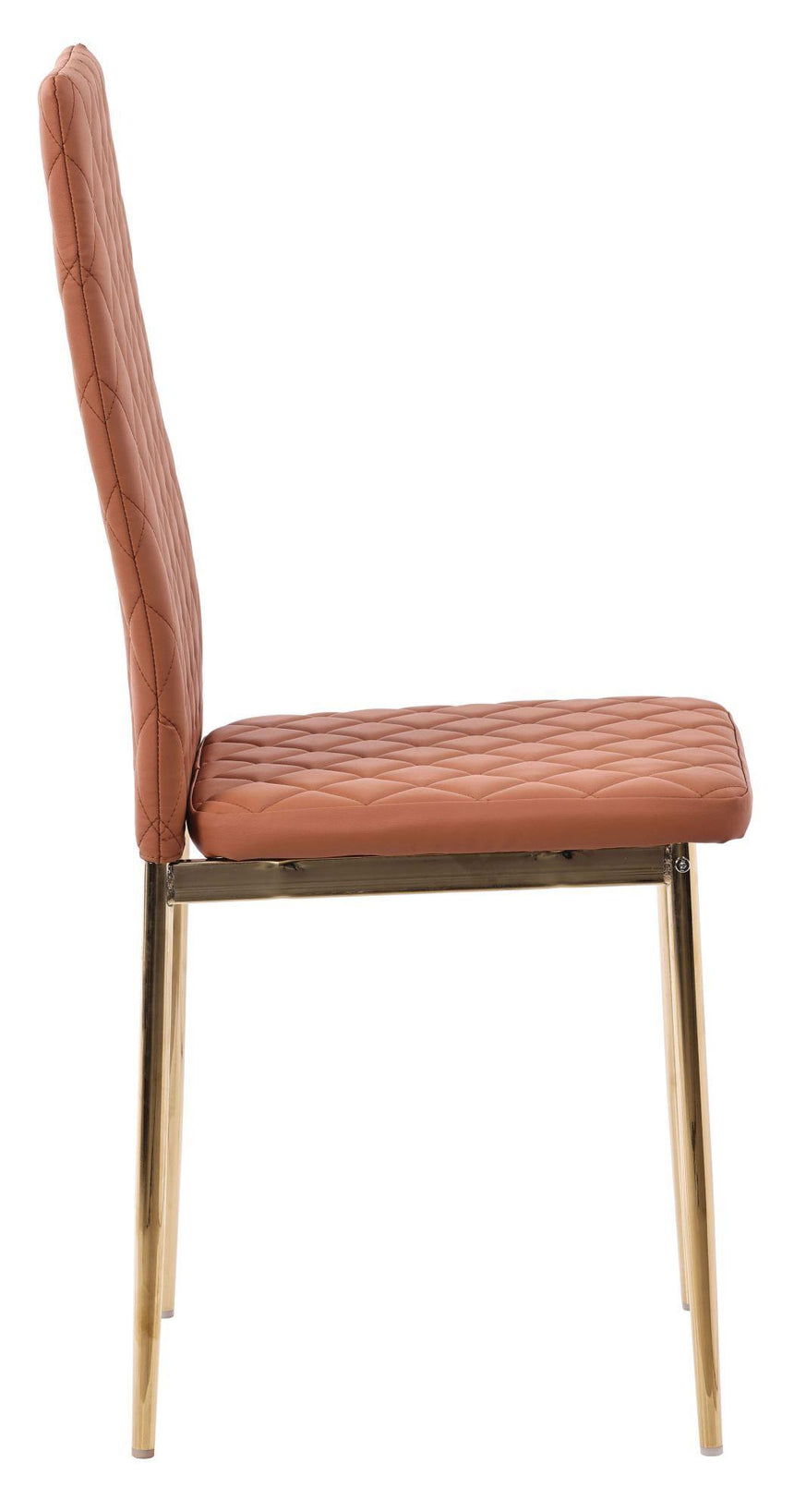 Clearance - Metro Dining Chairs in Burnt Orange Colour Leather and Gold Metal Legs-4