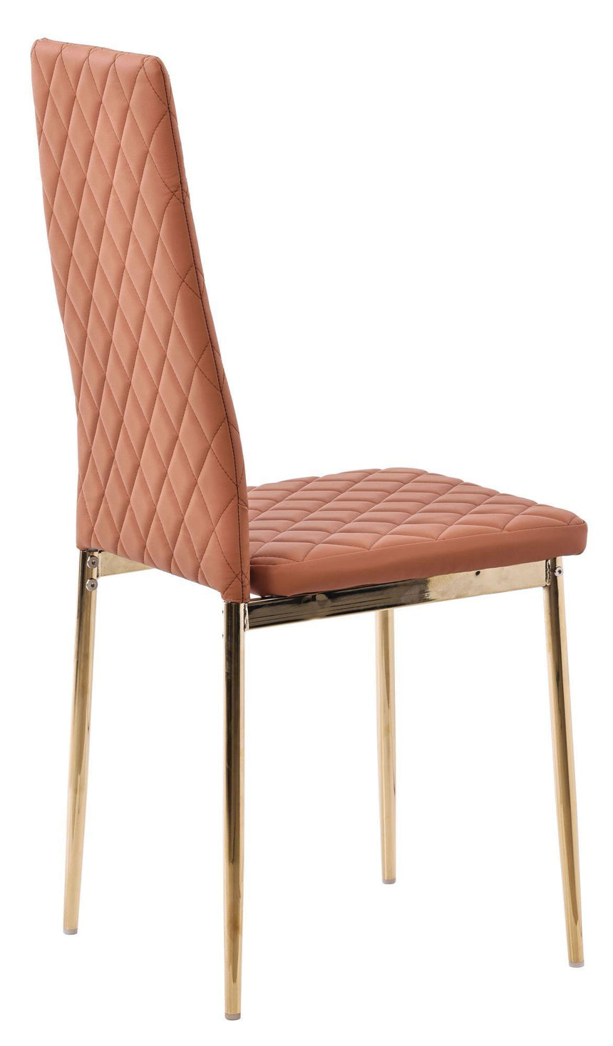 Clearance - Metro Dining Chairs in Burnt Orange Colour Leather and Gold Metal Legs-5